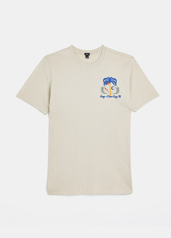Бежевая футболка,бежевый с принтом, River Island