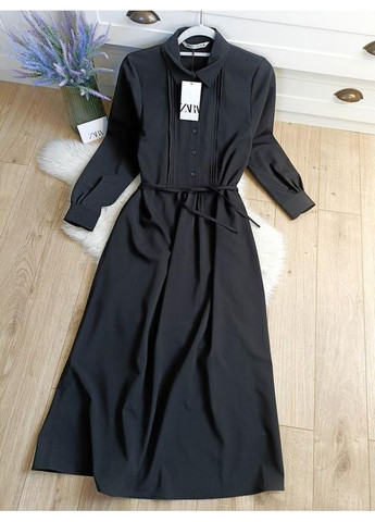 Черное платье-рубашка zw collection с пуговицами Zara
