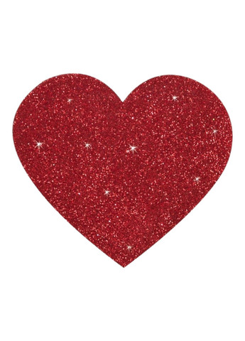 Красные наклейки на соски в виде сердца с блестками Cottelli Collection (303355043)