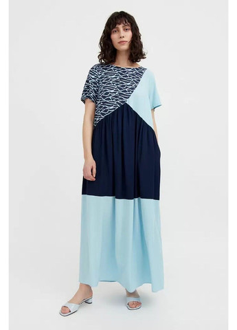 Темно-синее кэжуал платье s21-14089-101 платье-комбинация Finn Flare леопардовый