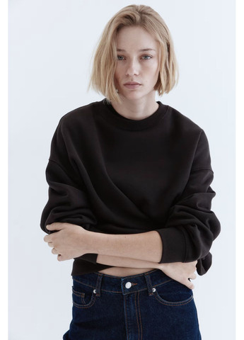 Темно-коричневий світшот на флісі H&M однотонний (366816184)