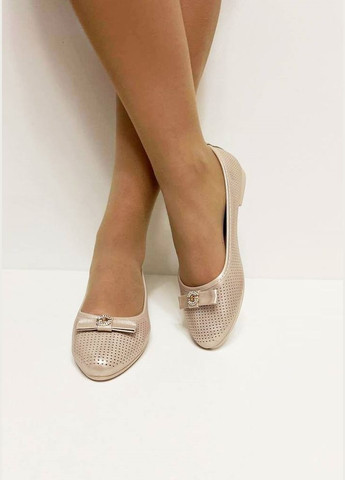 Женские летние бежевые балетки ABA | чёрные однотонные перфорация искусственная кожа (330574204)