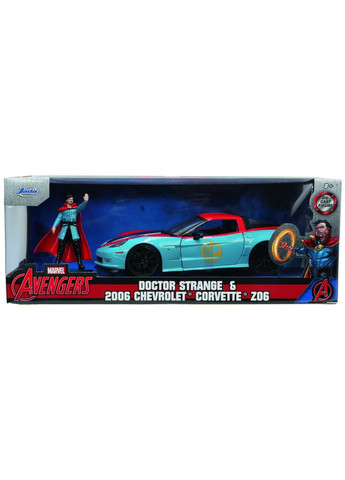 Машина металлическая Марвел Шевроле Корвет с фигуркой Доктора Стренджа, 1:24, голубой () Jada 253225024 (362184572)