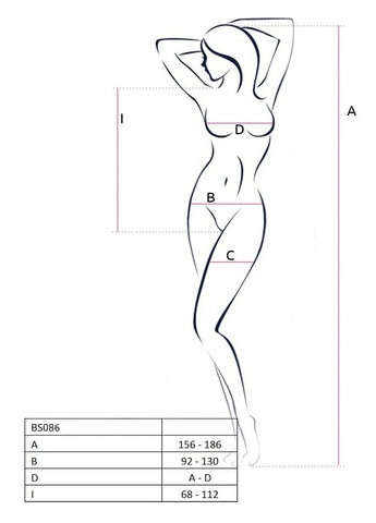 Бодистокинг с доступом BS086 black, вертикальная сетка, вырез на спинке Passion (297573390)