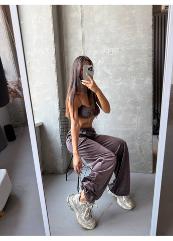 Плюшевий костюм двійка (топ+штани) шоколадного кольору, приємний до тіла м'який костюм No Brand 699-3 (353307109)