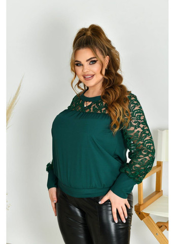 Зелена блуза жіноча елегантна великих розмірів No Brand