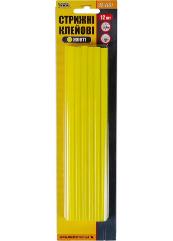 Стрижні клейові 7.2х200 мм 12 шт жовті 42-1161 Mastertool (365626748)