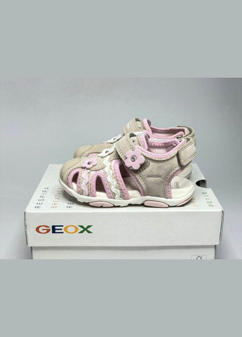 Бежевые детские кожаные босоножки agasim сандалии на девочку Geox