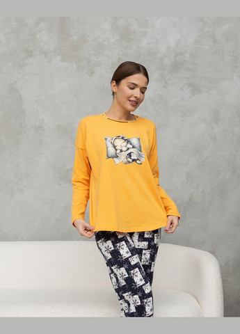 Желтая женский комплект со штанами в снежинки Nicoletta