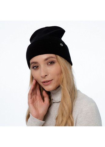 Шапка біні жіноча бавовна чорна JASPER LuckyLOOK 972-804 (322790488)
