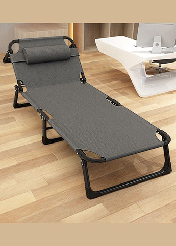 Шезлонг-раскладушка с подголовником регулируемой спинкой 176×56×28 см серый (2104618602) No Brand (340064465)