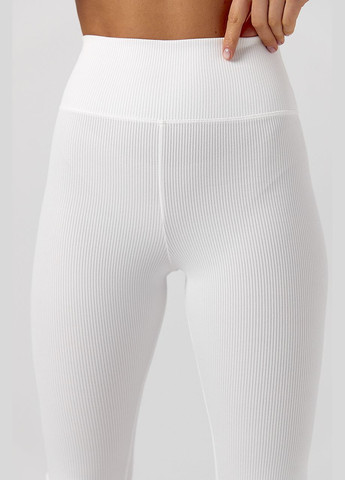 Белые демисезонные лосины из эластичного трикотажа в рубчик Lurex