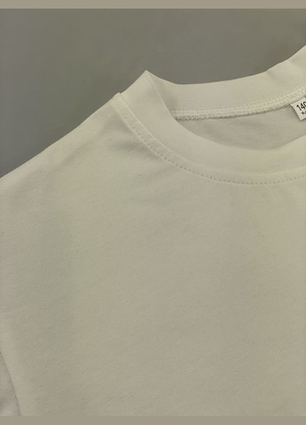 Молочна літня базова футболка оверсайз для дівчинки No Brand