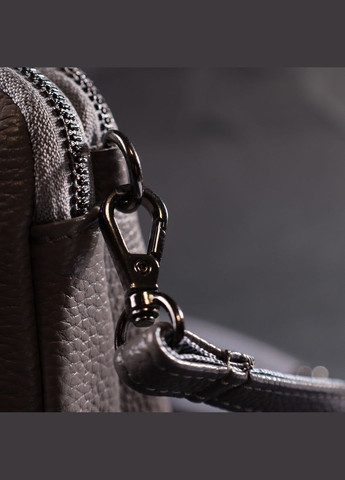 Сумка жіноча на два відділення з натуральної шкіри сіра 19х12,5х6,5 см 22278 Vintage (329197919)