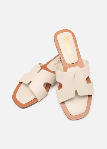 Молочные шлепанцы женские цвет молочный цб-00264133 Yuki