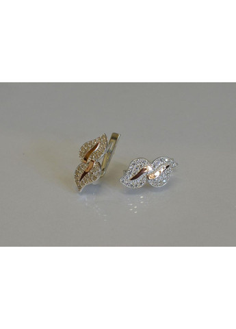 Срібні сережки з золотими пластинками і фіанітами Silver Style (366813312)