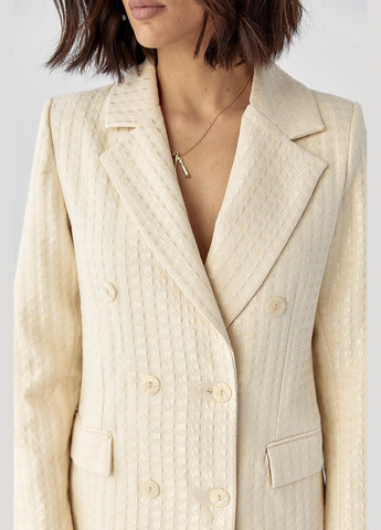 Кремовый женский классический женский прямой пиджак Lurex - демисезонный