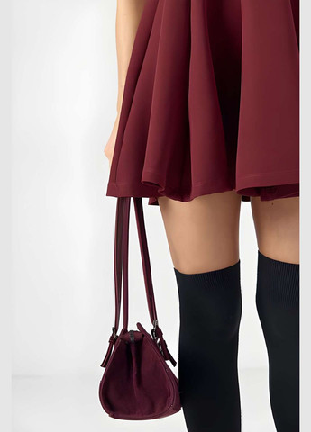 Бордовое праздничный, коктейльное, повседневный, кэжуал, вечернее женское короткое коктейльное платье мини с пышной юбкой красное, бордовое бургунди Україна однотонное