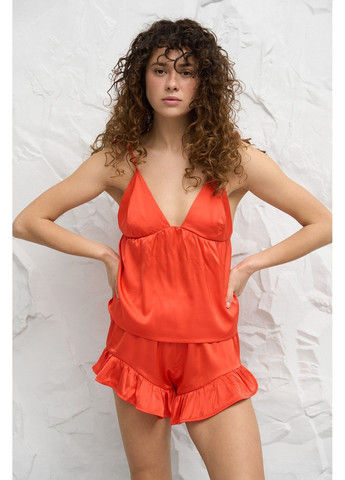 Красная пижама женская шелковая майка и шорты красная топ + шорты Handy Wear