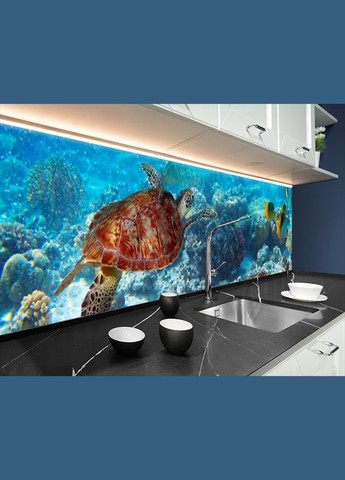 Фотопечать кухонного фартука 60 x 300 см на самоклейке, Морская черепаха с защитной ламинацией (s_pr115_Z) Декоинт (278289984)