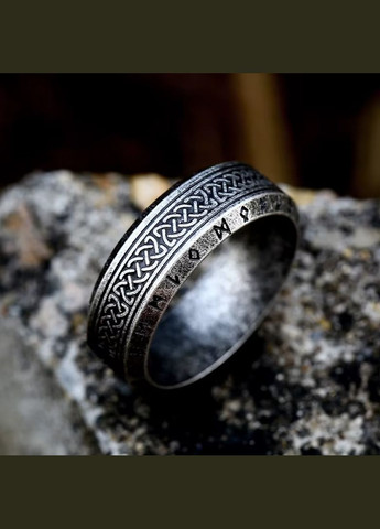 Чоловіче кільце Вікінг з рунами та вузлами R-M8881-07 Нордичний стиль (Размер: мм (7 США)) WellDone (337352840)