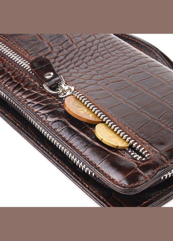 Функціональне портмоне клатч із натуральної шкіри 21536 Коричневе Canpellini (298571499)