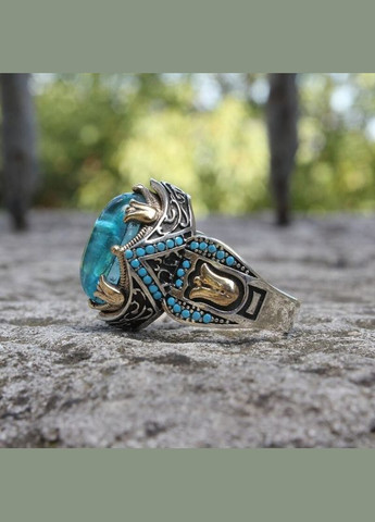 Винтажный мужской овальный перстень инкрустированный темносиним цирконием размер 19 Fashion Jewelry (286762127)