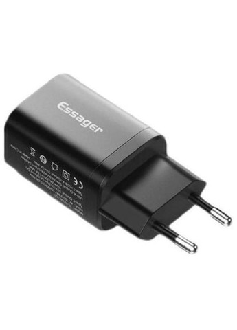 Зарядное устройство (ECTPQS-ZTB01) Essager 1xUSB + 1xUSB-C PD30W black (369878767)