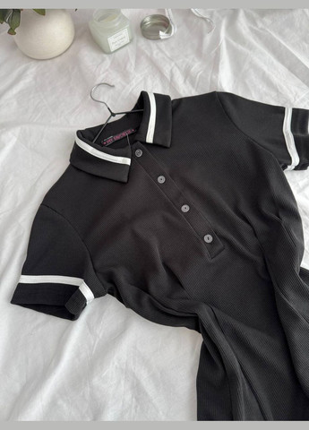 Черное спортивное, повседневный женское платье мини No Brand в полоску