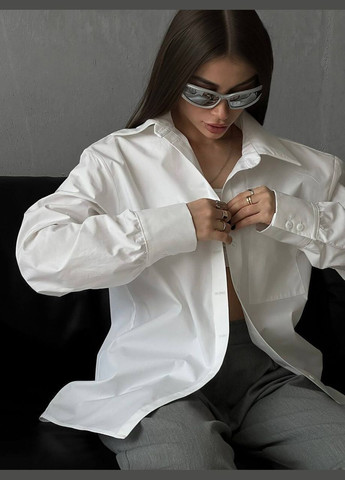 Класична біла сорочка з котону з однією кишенею в районі грудей, якісна базова біла сорочка. No Brand 248 (278230640)