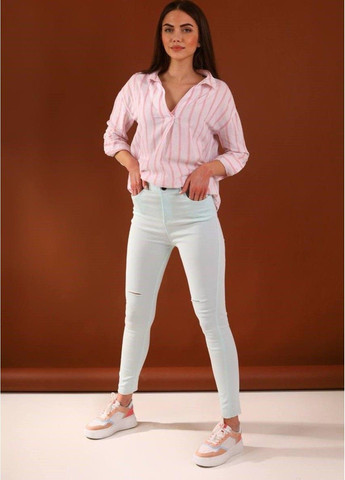 Джеггинсы женские рваные мятные BSZZ - (305847676)