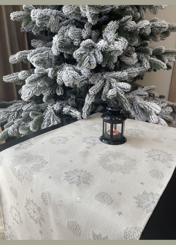 Новогодняя дорожка на стол декоративная гобеленовая с серебряным люрексом "Серебряная Роскошь" Наперон 37х100 Maystat (305390173)