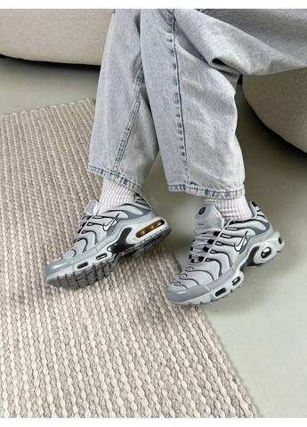 Серые демисезонные кроссовки мужские nike tn white grey bl найк аир макс тн плюс No Brand