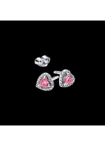 Серебряные серьги Пандора "Розовое сердце" 298427C02 Kabluchka (355346519)
