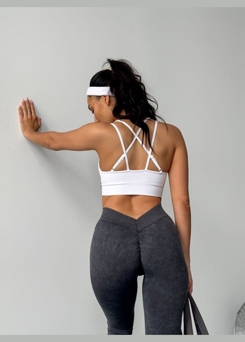 Спортивні жіночі легінси лосини з ефектом виварювання та бразильським пуш-ап Double V Push Up Графіт SV (340466566)