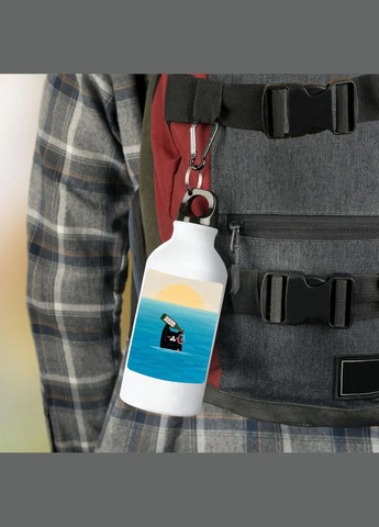 Фляга (пляшка) для води з карабіном 500 мл Металева (Туристична, Для кемпінгу, Для спорту) #42 500 мл Білий No Brand (323639384)