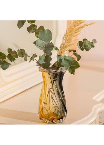 Ваза ручної роботи Yiwu Lilly скляна 26 см жовто-сіра HP-9-11 No Brand (360977605)