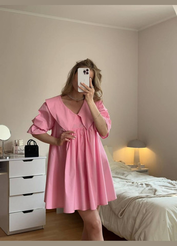 Розовое повседневный, кэжуал платье No Brand однотонное