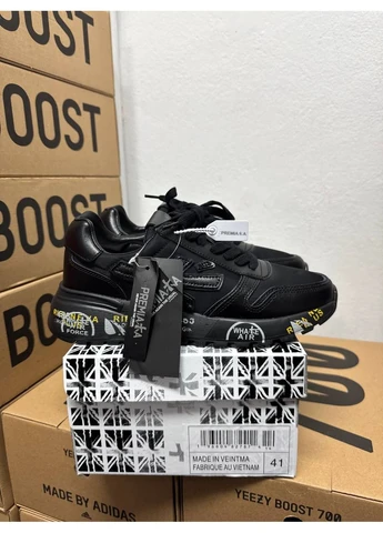 Чорні кросівки чоловічі premiata mick triple black преміата чорні демісезон No Brand