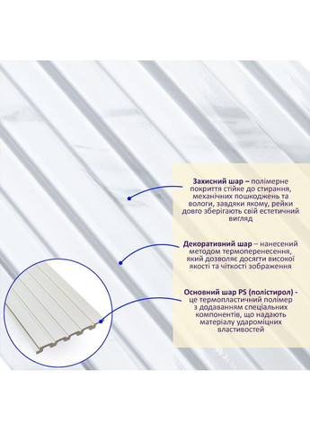 Рельс декоративный PS 2900х120х12мм Белый мрамор SW-00002134 Sticker Wall (353968339)