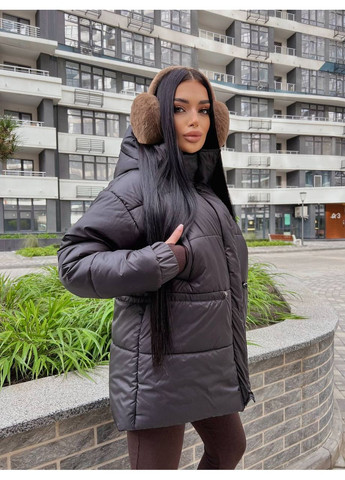 Черная зимняя женская зимняя куртка с микропухом — замеры в описании куртка-пальто GD/GL Модний простір