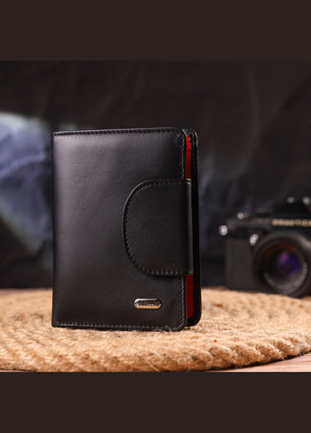 Зручний вертикальний гаманець з натуральної гладкої шкіри 21683 Чорний Canpellini (357207698)