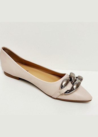 Жіночі балетки жіночі L&M | бежеві однотонні ланцюжки штучна шкіра (318678839)