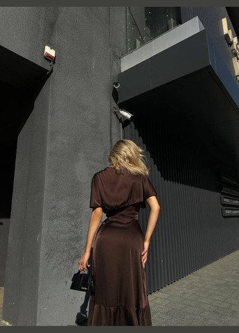 Коричневое праздничный, вечернее женское платье FINO Mode однотонное