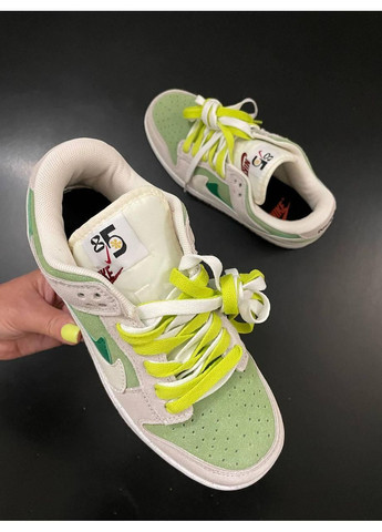 Серые демисезонные кроссовки мужские nike sb dunk low se 85 double swoosh grey green найк сб данк No Brand