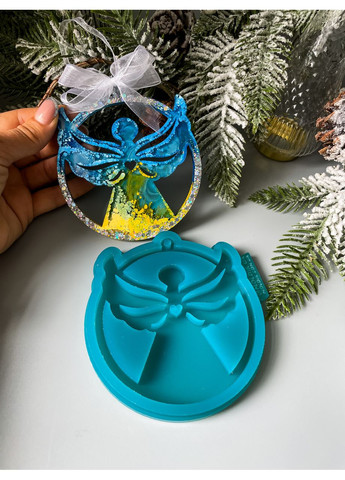 Молд Янгол в колі з серцем форма для новорічних іграшок на ялинку силіконова форма для епоксидної смоли No Brand (370566661)