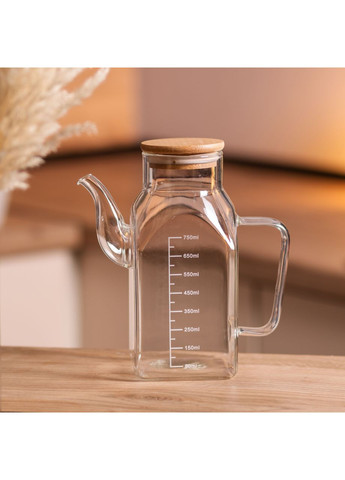 Емкость для масла и уксуса с бамбуковой крышкой 750 мл стеклянный чайник для оливкового, подсолнечного масла HP-34-1 (A-034223) Yiwu (347628885)