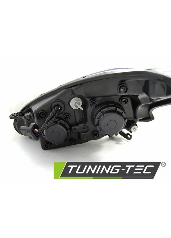 Передние фары Peugeot (2012-2015) черные с ДХО (ЦЕНА ЗА ПАРУ) Tuning-Tec 208 (398186005)