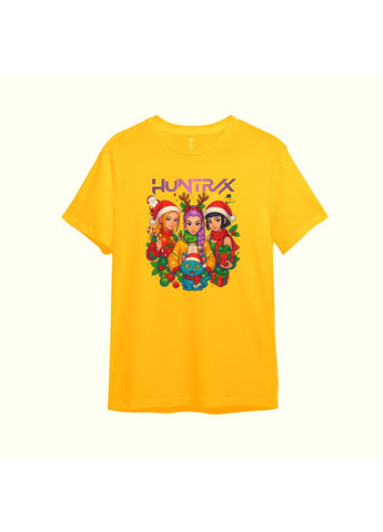 Помаранчева демісезонна дитяча новорічна аніме-футболка з принтом "святковий загін". huntrix / k-pop (10597575575) ТiШОТКА