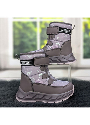 Сиреневые повседневные зимние ботинки дутики зимние детские для девочки Biki
